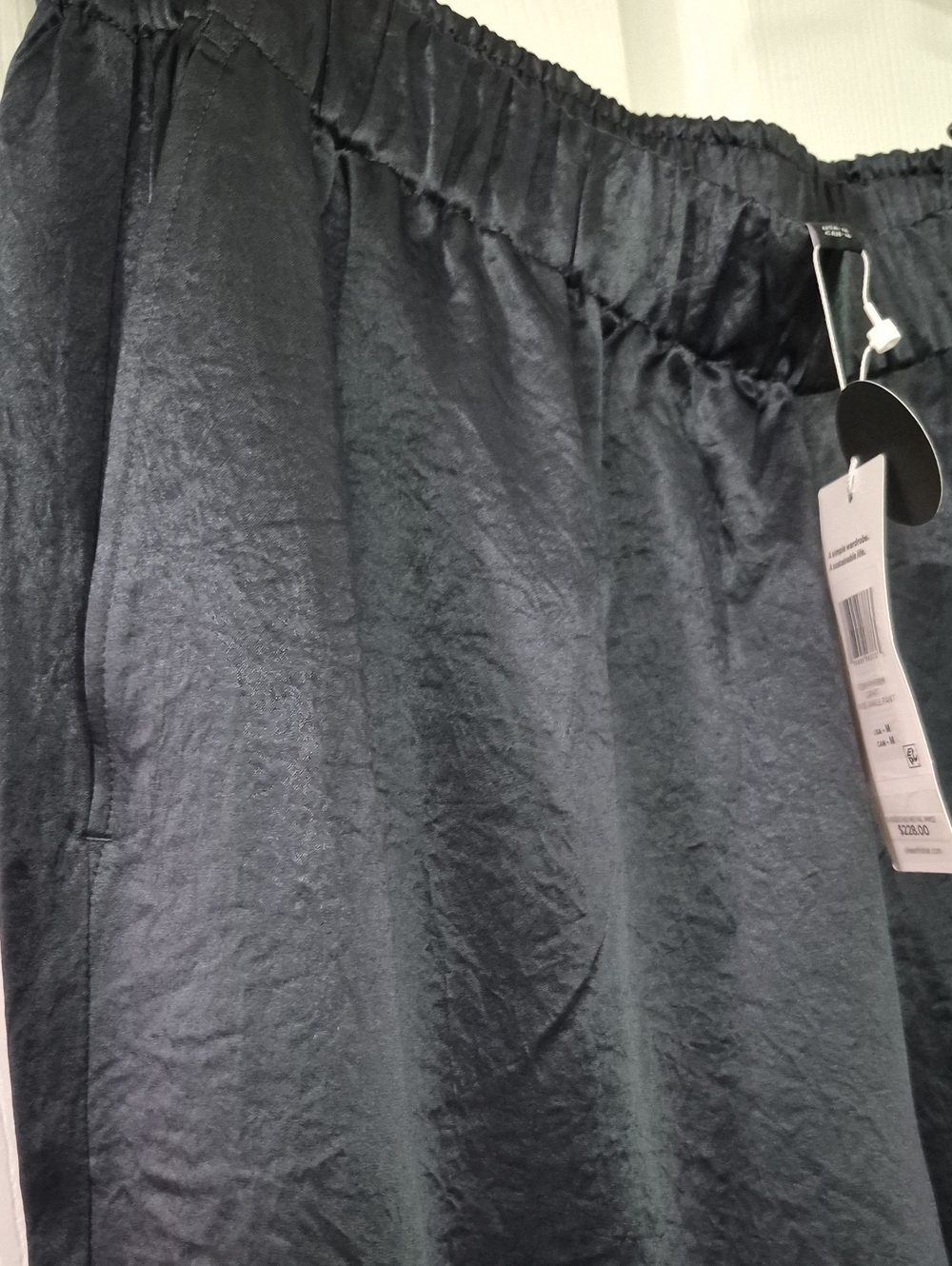 NWT Eileen Fisher Graphite Textured Satin Wide-Leg Pants Size Medium - Picture 6 of 10
